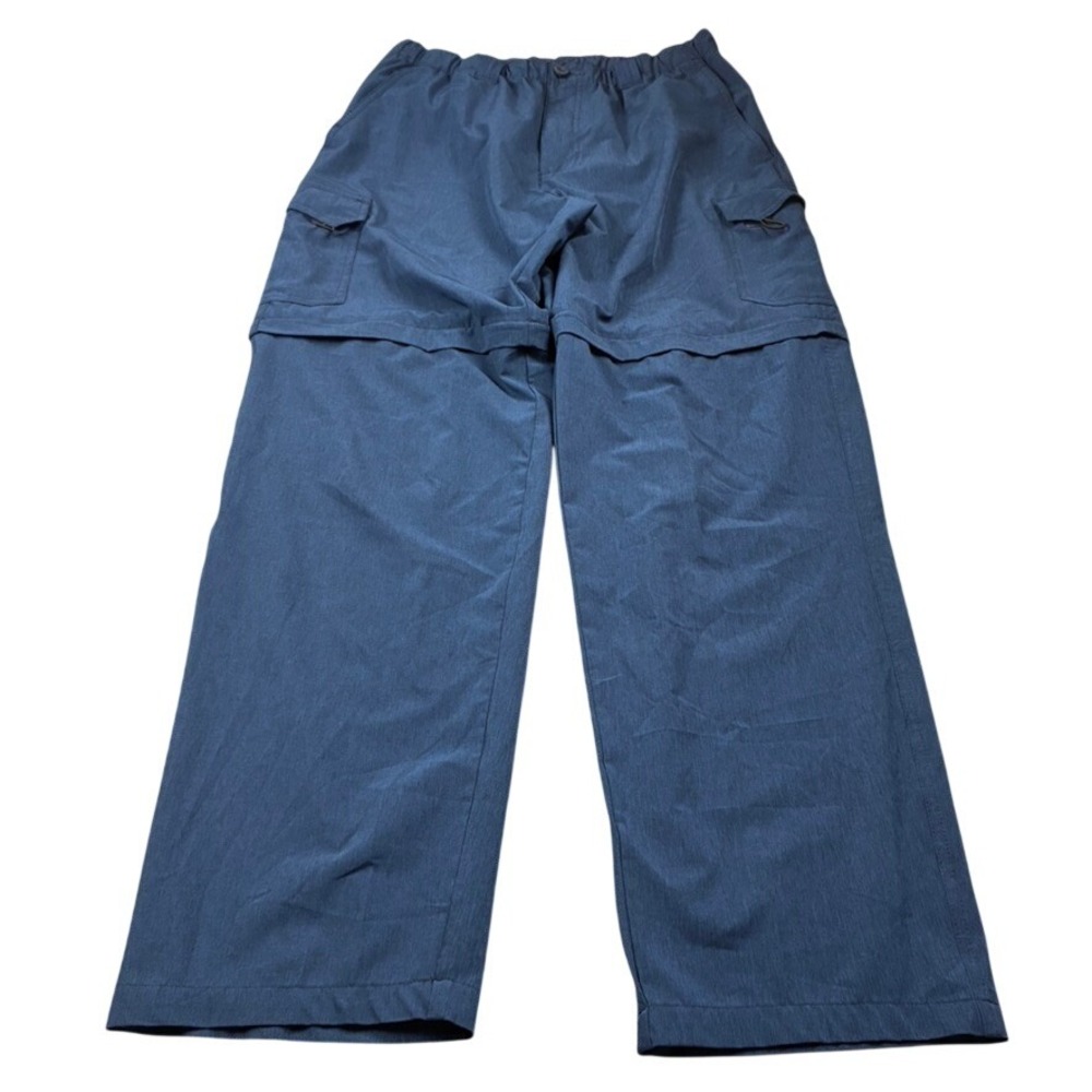 Reel Legends Men's Med Convertible Cargo Pants Blue 32 Inseam Stretch Fishing